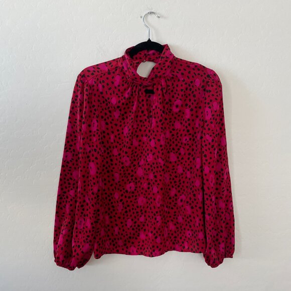 ⭐️ Twist Neck Long Sleeve Leopard Cheetah Polka Dot Classy Classic Party Blouse - Picture 2 of 6